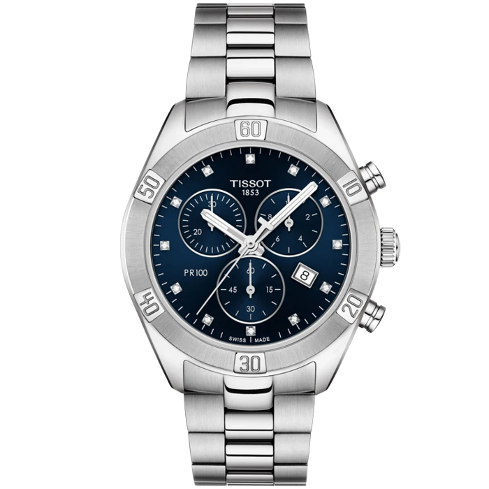 Дамски ръчен часовник с кварцов механизъм - корпус от Стомана - Стоманена верижка - цвят Син Сив