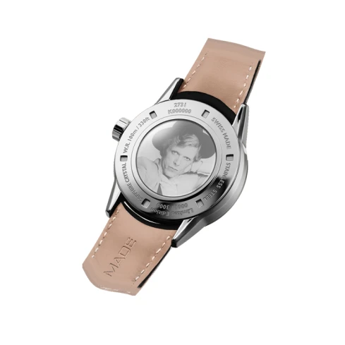 Мъжки ръчен часовник с автоматичен механизъм - корпус от Стомана - Естествена кожа - цвят Черен Черен