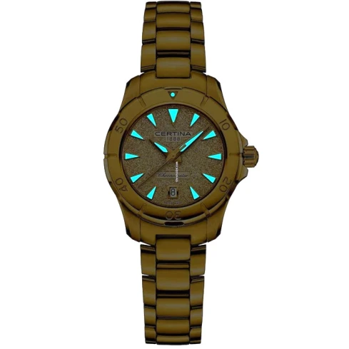 Дамски ръчен часовник с кварцов механизъм - корпус от Стомана - Стоманена верижка - цвят Шампанско Злато