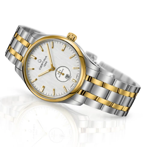 Мъжки ръчен часовник с автоматичен механизъм - корпус от Стомана - Стоманена верижка - цвят Бял Злато