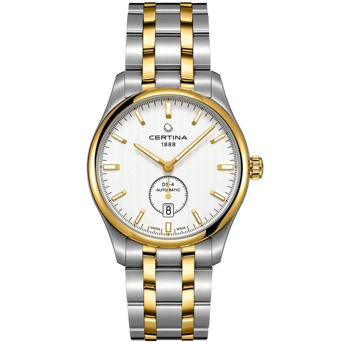 Мъжки ръчен часовник с автоматичен механизъм - корпус от Стомана - Стоманена верижка - цвят Бял Злато