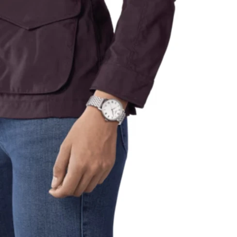 Дамски ръчен часовник с кварцов механизъм - Стоманена верижка - цвят Бял Бял