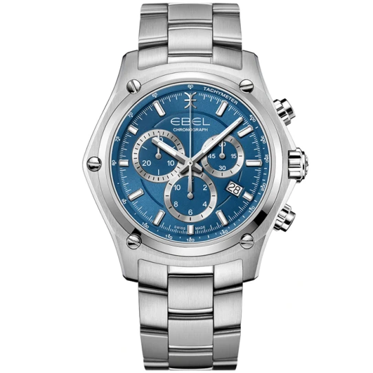 Мъжки ръчен часовник с кварцов механизъм - корпус от Стомана - Стоманена верижка - цвят Син Сив