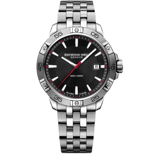 Мъжки ръчен часовник с кварцов механизъм - корпус от Стомана - Стоманена верижка - цвят Черен Сив