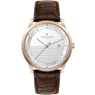 Мъжки ръчен часовник с кварцов механизъм - корпус от Стомана - Естествена кожа - цвят Бял Кафяв