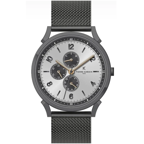 Мъжки ръчен часовник с кварцов механизъм - корпус от Стомана - Меш - цвят Сребрист Черен