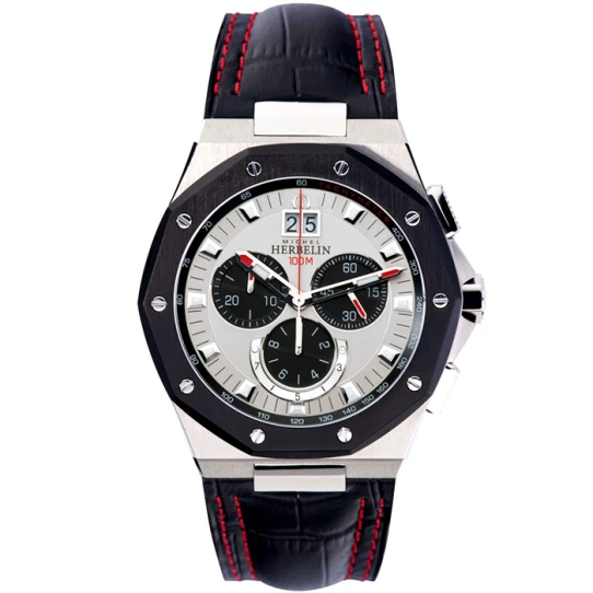 Herbelin 36635/AN23 Odyssee - Мъжки ръчен часовник с кварцов механизъм - корпус от Стомана - Естествена кожа - цвят Бял Червен