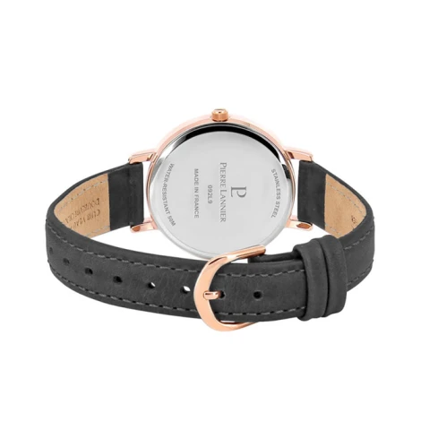 Дамски ръчен часовник с кварцов механизъм - корпус от Стомана - Естествена кожа - цвят Черен Черен