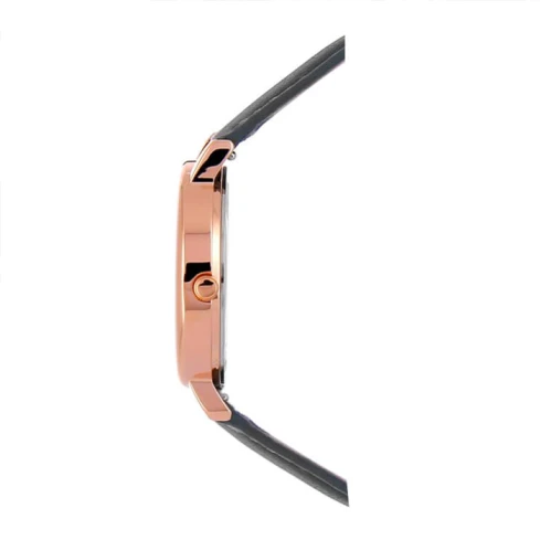 Дамски ръчен часовник с кварцов механизъм - корпус от Стомана - Естествена кожа - цвят Черен Черен