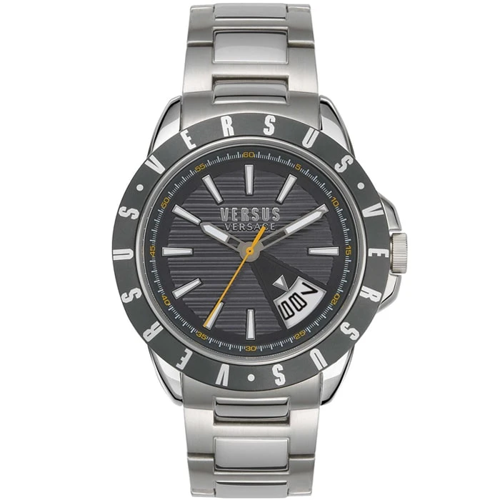 Мъжки ръчен часовник с кварцов механизъм - корпус от Стомана - Стоманена верижка - цвят Черен Сив