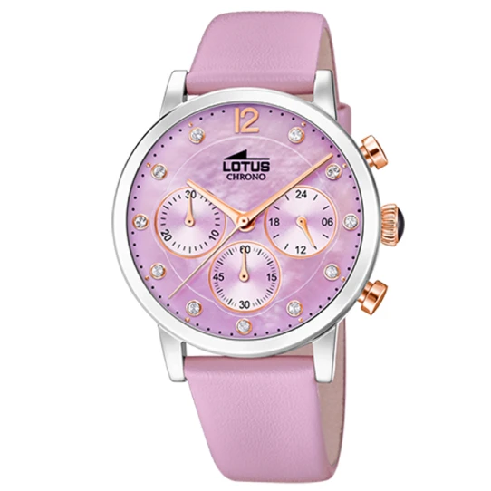 Дамски ръчен часовник с кварцов механизъм - корпус от Стомана - Естествена кожа - цвят Седеф Розов