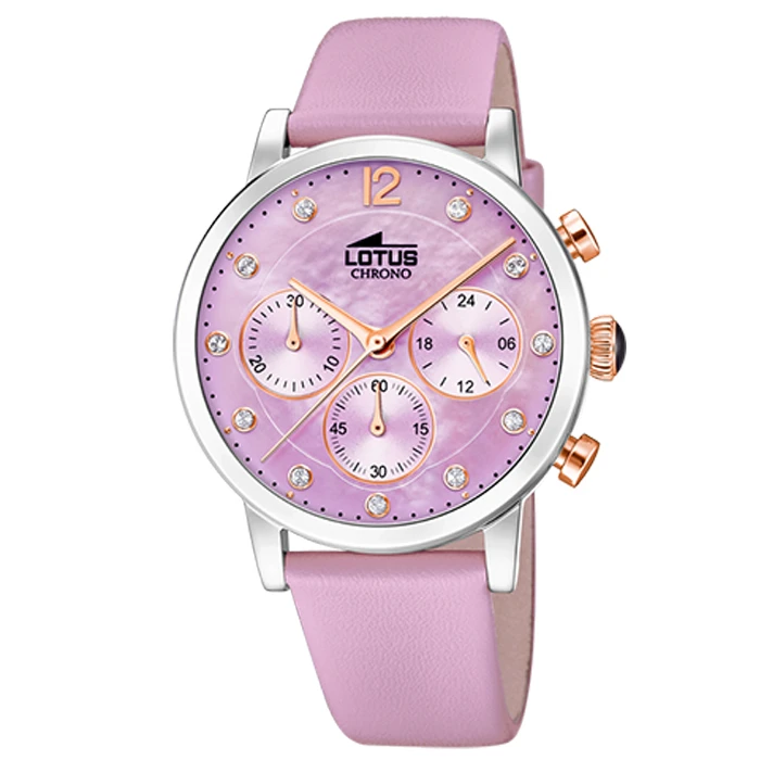 Дамски ръчен часовник с кварцов механизъм - корпус от Стомана - Естествена кожа - цвят Седеф Розов