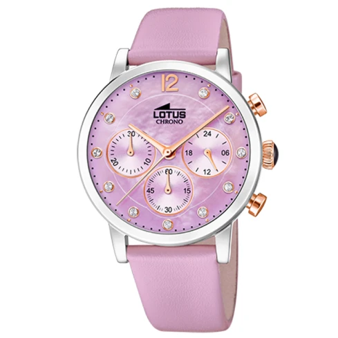 Дамски ръчен часовник с кварцов механизъм - корпус от Стомана - Естествена кожа - цвят Седеф Розов