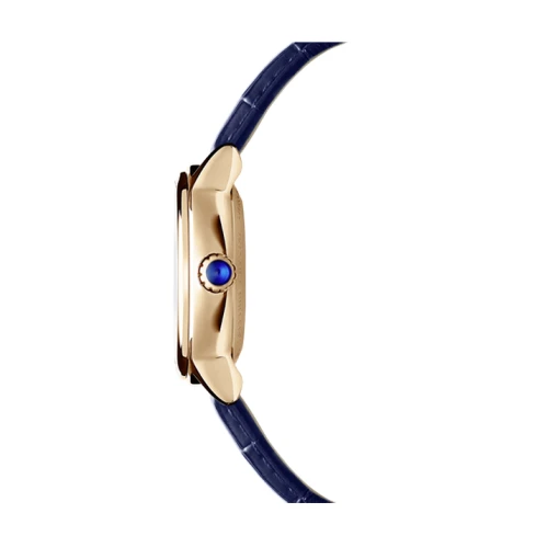 Дамски ръчен часовник с механичен механизъм - корпус от Стомана - Естествена кожа - цвят Седеф Син