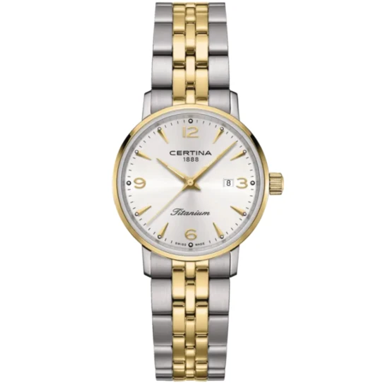 Дамски ръчен часовник с кварцов механизъм - корпус от Титан - Титаниева верижка - цвят Сребрист