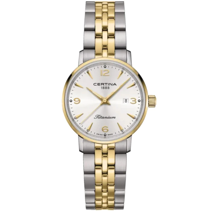 Дамски ръчен часовник с кварцов механизъм - корпус от Титан - Титаниева верижка - цвят Сребрист