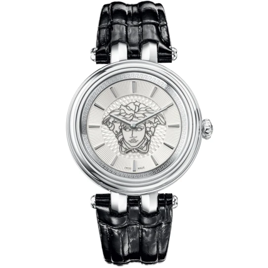 Дамски ръчен часовник с кварцов механизъм - корпус от Стомана - Естествена кожа - цвят Сив Черен