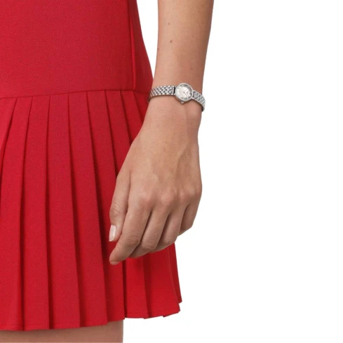 Дамски ръчен часовник с кварцов механизъм - корпус от Стомана - Стоманена верижка - цвят Седеф Сив