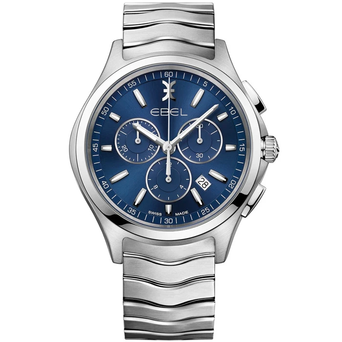 Мъжки ръчен часовник с кварцов механизъм - корпус от Стомана - Стоманена верижка - цвят Син Сив