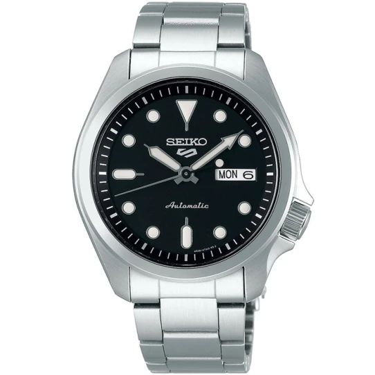 Мъжки ръчен часовник с автоматичен механизъм - корпус от Стомана - Стоманена верижка - цвят Черен Сив