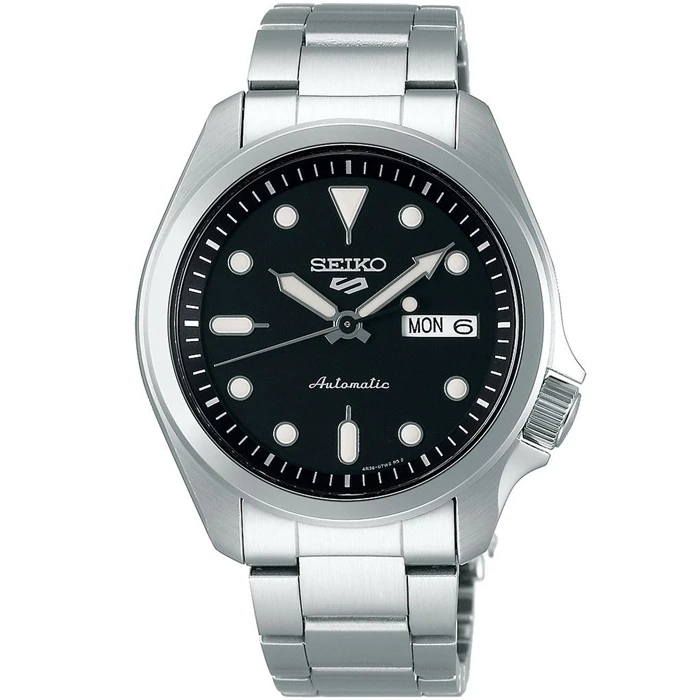 Мъжки ръчен часовник с автоматичен механизъм - корпус от Стомана - Стоманена верижка - цвят Черен Сив