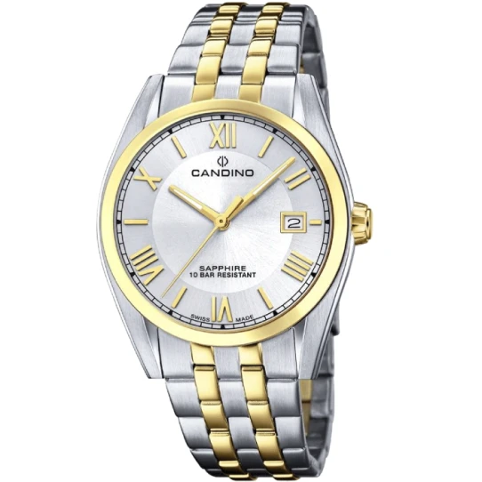 Мъжки ръчен часовник с кварцов механизъм - корпус от Стомана - Стоманена верижка - цвят Бял