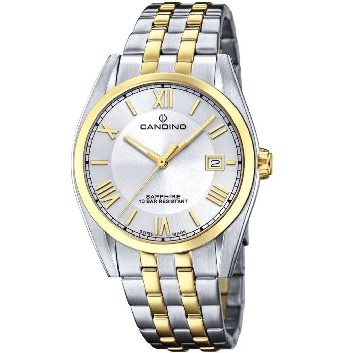 Мъжки ръчен часовник с кварцов механизъм - корпус от Стомана - Стоманена верижка - цвят Бял