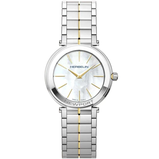 Дамски ръчен часовник с кварцов механизъм - корпус от Стомана - Стоманена верижка - цвят Седеф Злато