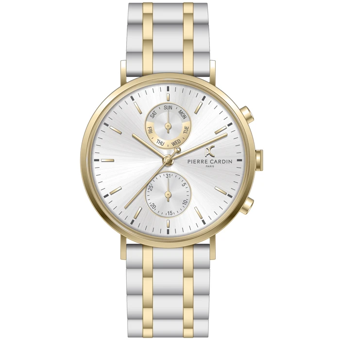 Мъжки ръчен часовник с кварцов механизъм - корпус от Стомана - Стоманена верижка - цвят Сребрист Злато