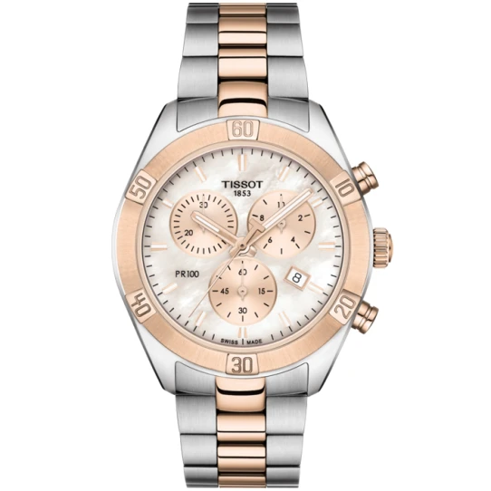 Дамски ръчен часовник с кварцов механизъм - корпус от Стомана - Стоманена верижка - цвят Седеф Розово Злато