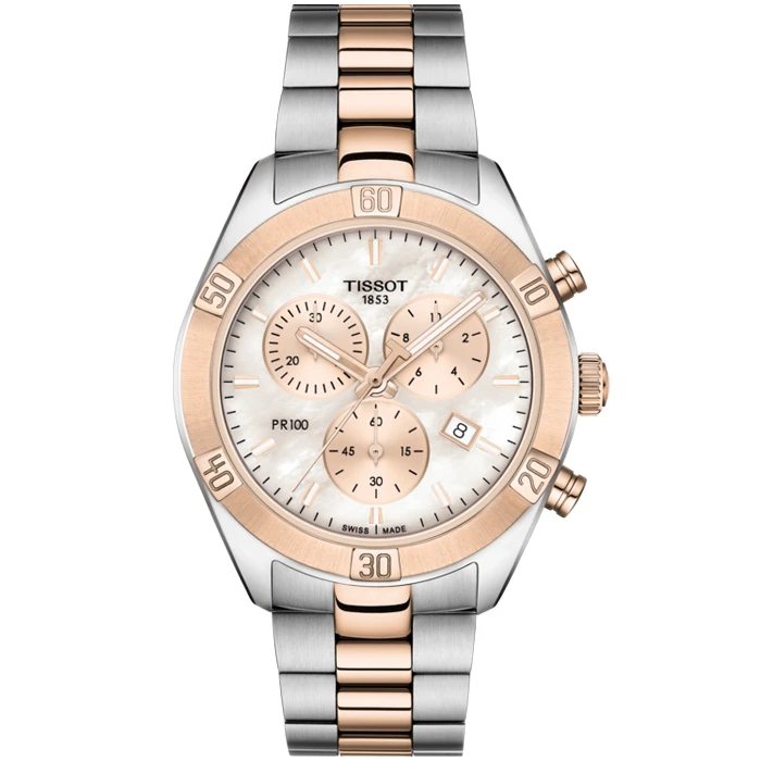 Дамски ръчен часовник с кварцов механизъм - корпус от Стомана - Стоманена верижка - цвят Седеф Розово Злато