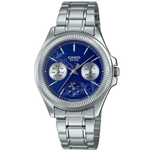 Дамски ръчен часовник с кварцов механизъм - корпус от Стомана - Стоманена верижка - цвят Син Сив