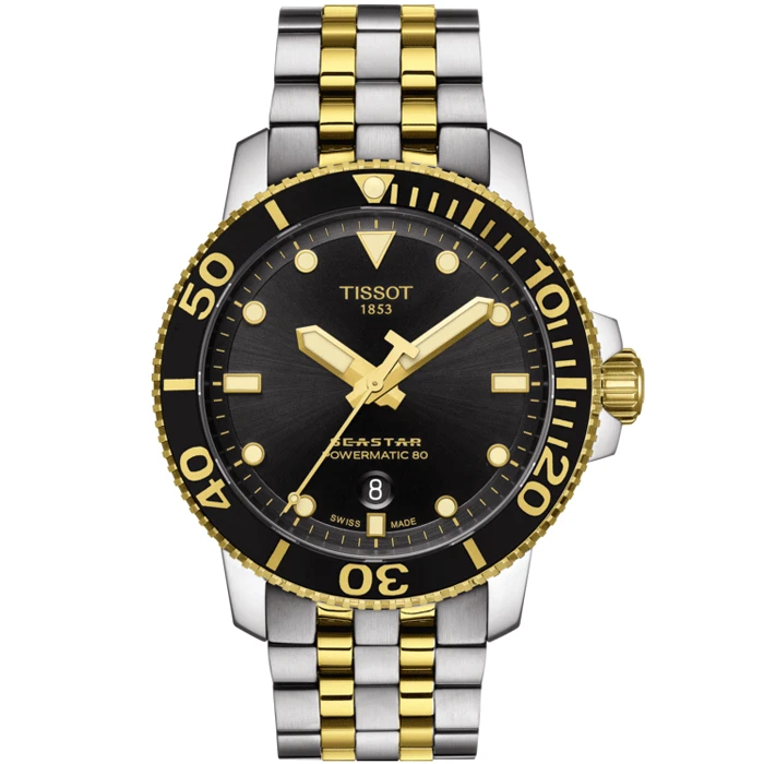 Мъжки ръчен часовник с автоматичен механизъм - корпус от Стомана - Стоманена верижка - цвят Черен Злато