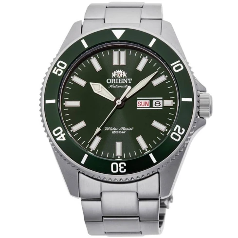 Мъжки ръчен часовник с автоматичен механизъм - корпус от Стомана - Стоманена верижка - цвят Зелен Сив