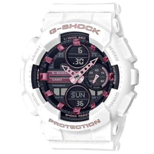Casio GMA-S140M-7AER G-Shock - Мъжки ръчен часовник с кварцов механизъм - корпус от Полимер - Полимер - цвят Черен Бял