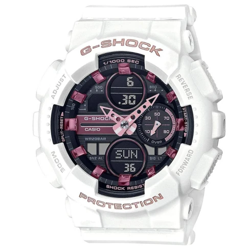 Casio GMA-S140M-7AER G-Shock - Мъжки ръчен часовник с кварцов механизъм - корпус от Полимер - Полимер - цвят Черен Бял