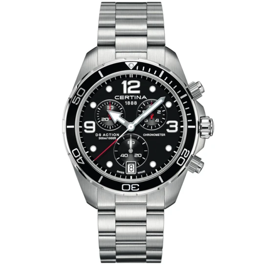 Мъжки ръчен часовник с кварцов механизъм - корпус от Стомана и алуминий - Стоманена верижка - цвят Черен Сив