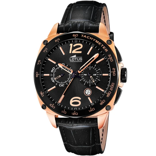 Мъжки ръчен часовник с кварцов механизъм - корпус от Стомана - Естествена кожа - цвят Черен Черен