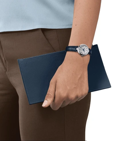 Дамски ръчен часовник с автоматичен механизъм - корпус от Стомана - Естествена кожа - цвят Бял Сив