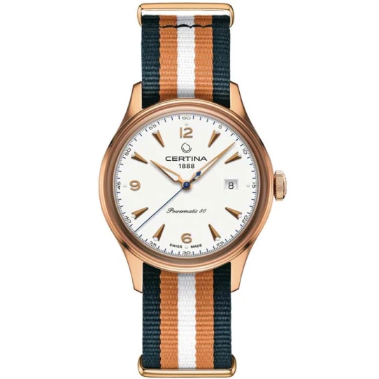 Мъжки ръчен часовник с автоматичен механизъм - корпус от Стомана - Нато каишка - цвят Сребрист Бял