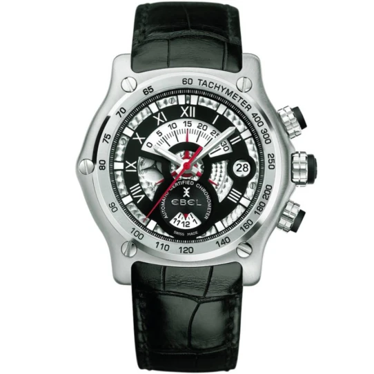 Мъжки ръчен часовник с автоматичен механизъм - корпус от Стомана - Естествена кожа - цвят Черен Червен