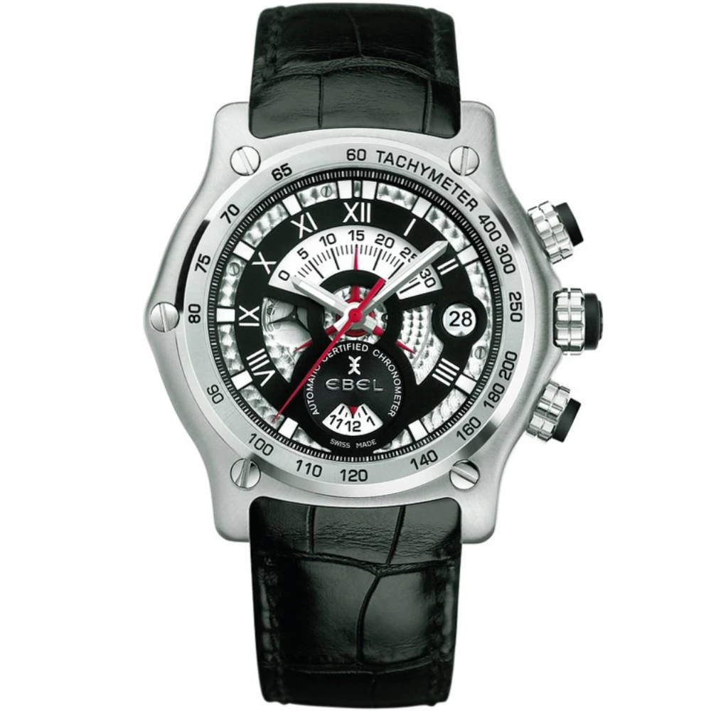 Мъжки ръчен часовник с автоматичен механизъм - корпус от Стомана - Естествена кожа - цвят Черен Червен