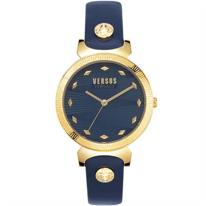 Дамски ръчен часовник с кварцов механизъм - корпус от Стомана - Синтетична кожа - цвят Син Син