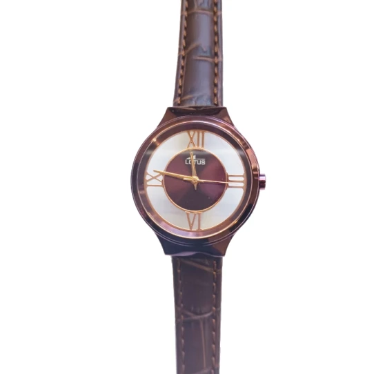 Дамски ръчен часовник с кварцов механизъм - корпус от Стомана - Естествена кожа - цвят Лилав Лилав