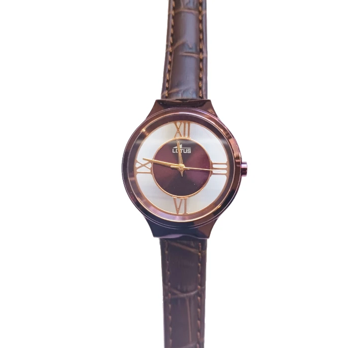 Дамски ръчен часовник с кварцов механизъм - корпус от Стомана - Естествена кожа - цвят Лилав Лилав