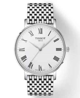 Мъжки ръчен часовник с кварцов механизъм - корпус от Стомана - Стоманена верижка - цвят Бял Сив