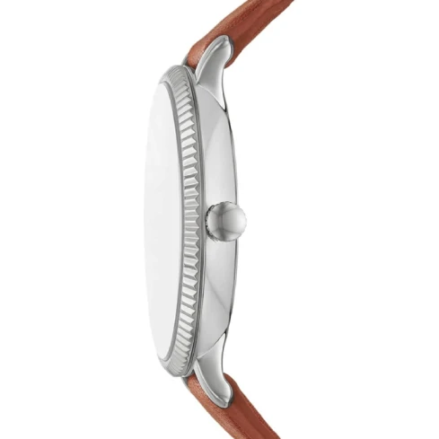 FOSSIL ES5208 Jacqueline - Дамски ръчен часовник с кварцов механизъм - корпус от Стомана - Естествена кожа - цвят Бял Кафяв