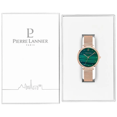 Дамски ръчен часовник с кварцов механизъм - корпус от Стомана - Меш - цвят Зелен Розово Злато