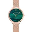 Дамски ръчен часовник с кварцов механизъм - корпус от Стомана - Меш - цвят Зелен Розово Злато