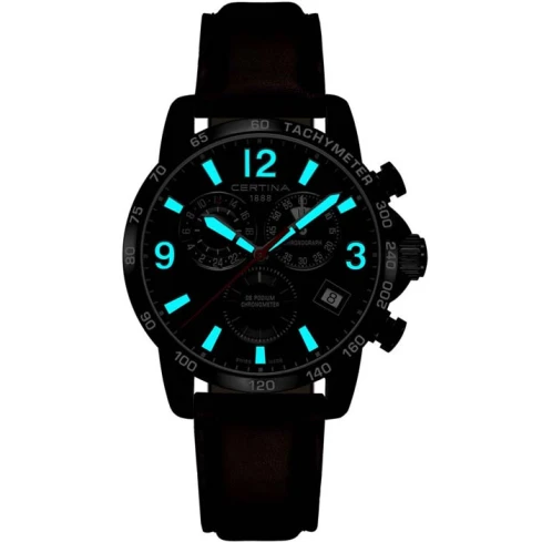 Мъжки ръчен часовник с кварцов механизъм - корпус от Стомана - Естествена кожа - цвят Черен Кафяв